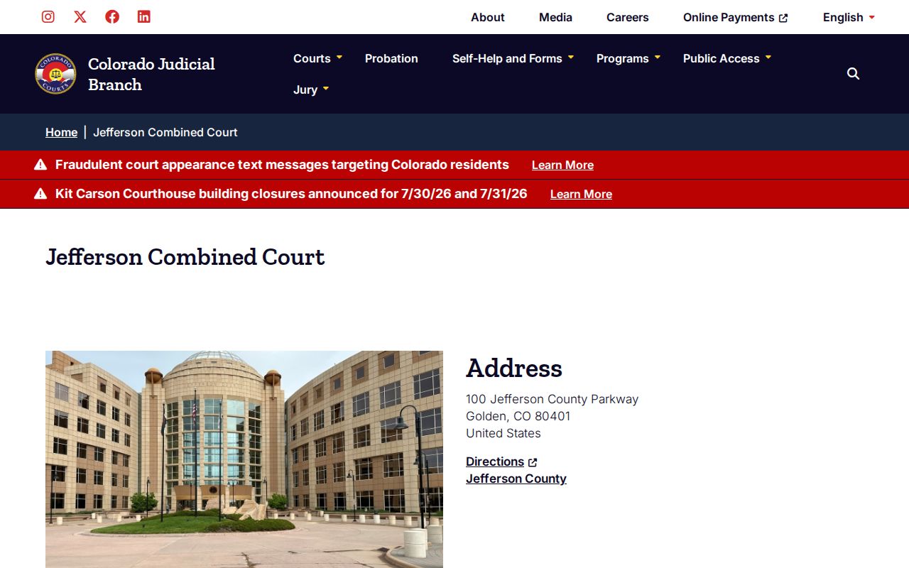 Jefferson County court records Jefferson Combined Court location page