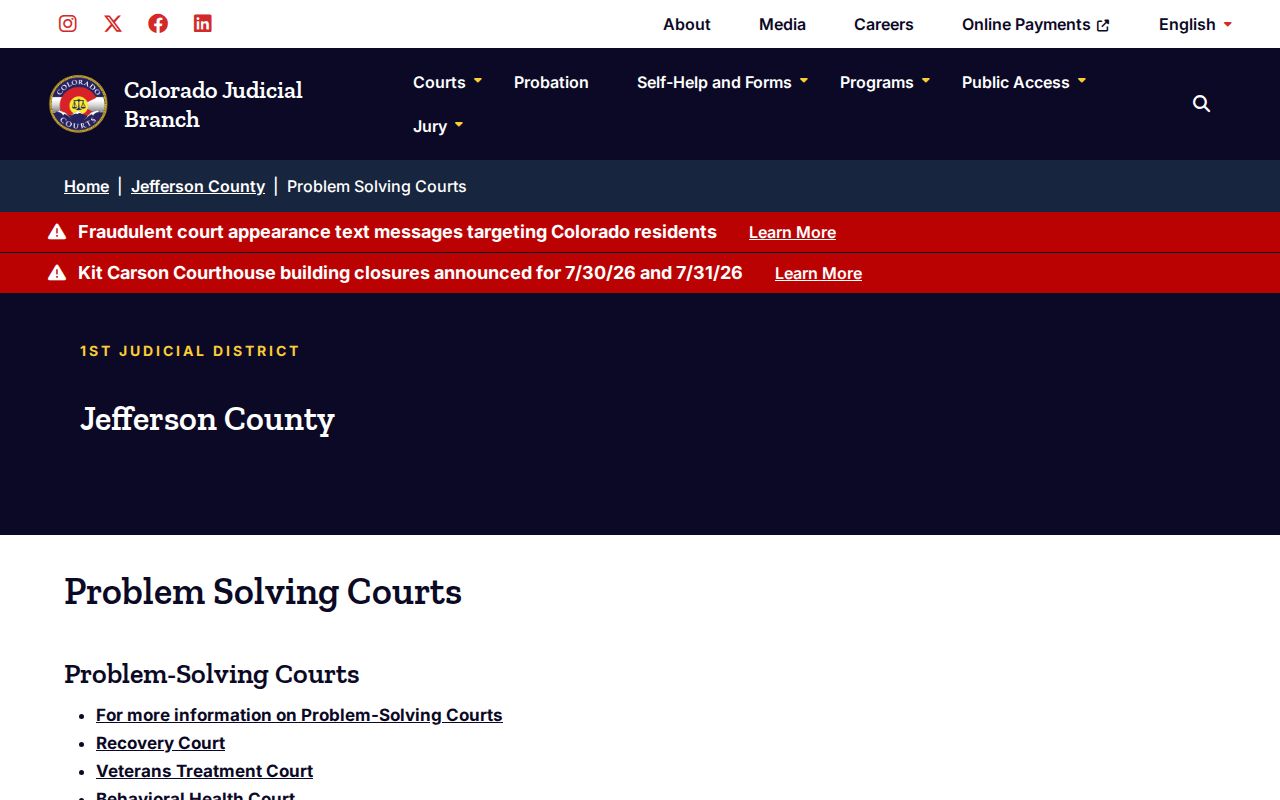 Jefferson County District Court problem-solving courts page