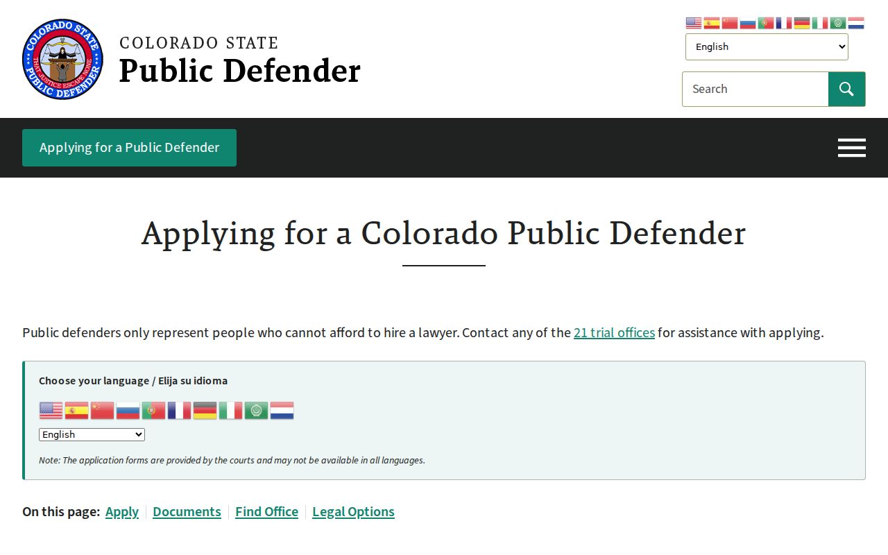Jefferson County District Court public defender application instructions