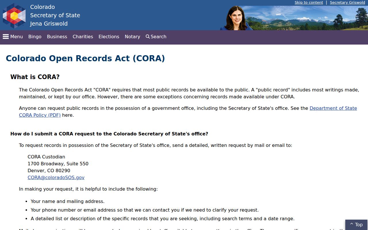 Jefferson County court records Colorado CORA overview