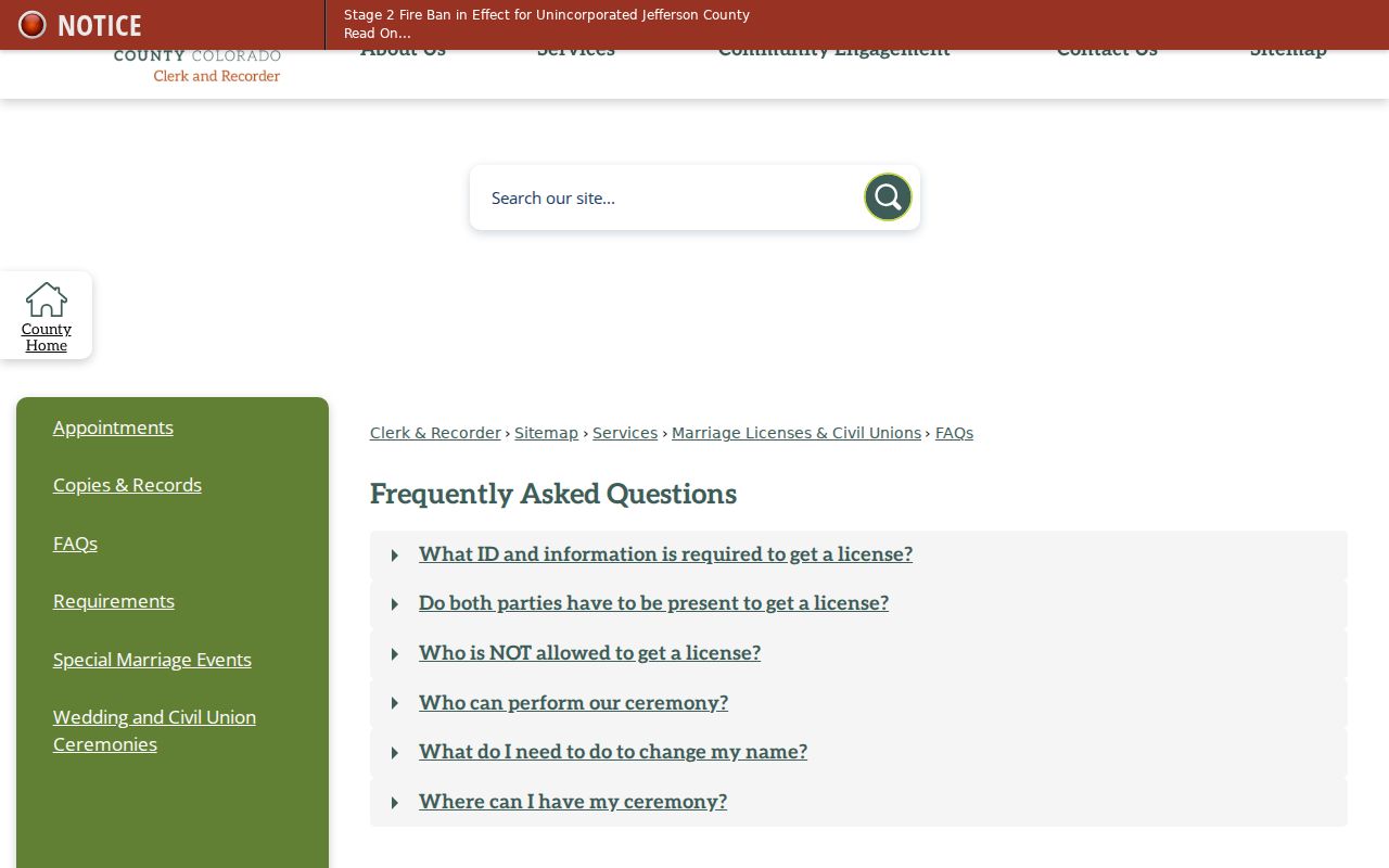 Jefferson County marriage and divorce records FAQ