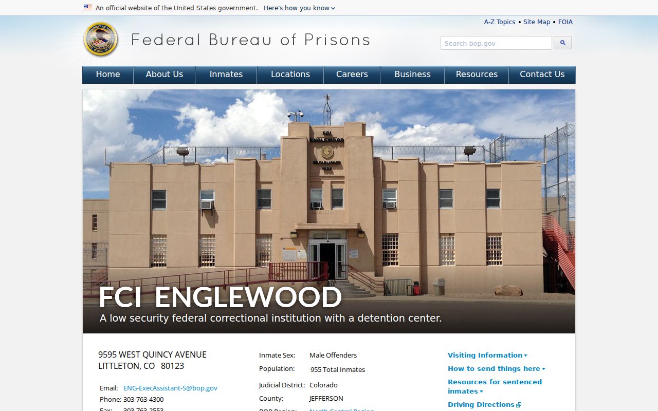 Jefferson County warrant records FCI Englewood federal custody fallback