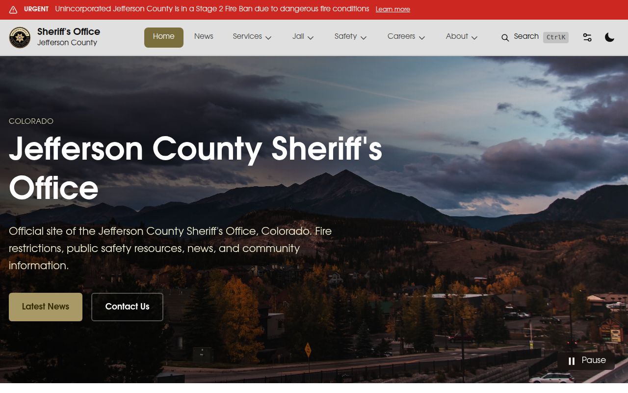 Jefferson County warrant records Sheriff's Office access page